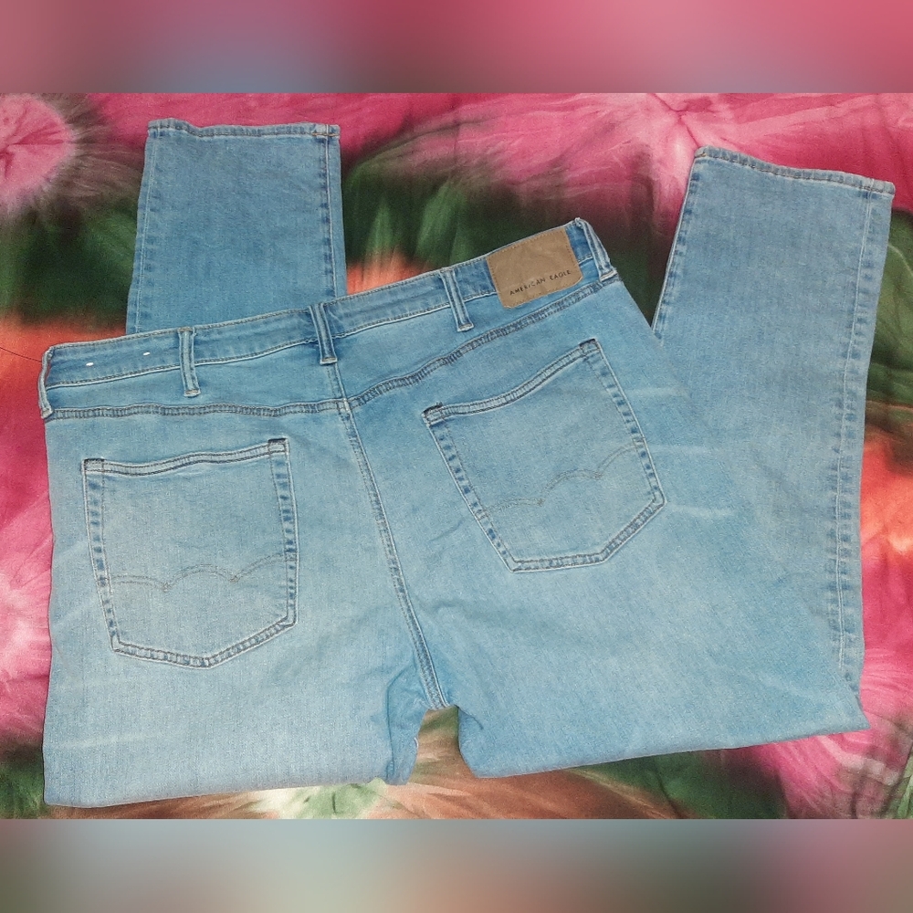 Men's American Eagle Airflex+ Athletic Blue Jeans 38 X 30 - Picture 2 of 7